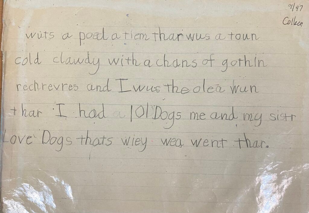 Colleen-2nd-grade-story-before-EBLI